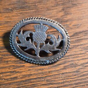 Scottish Hallmark Thistle brooch, sterling silver, vintage